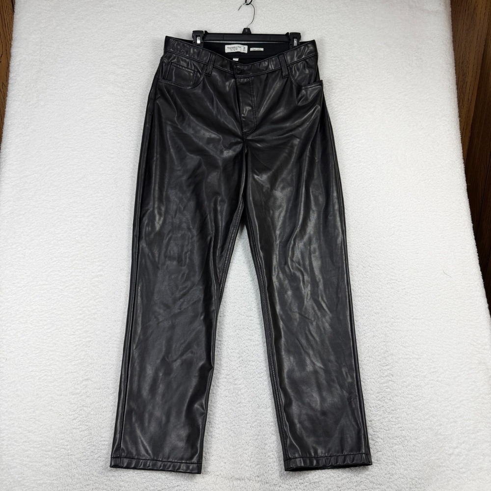 Abercrombie & Fitch 32/14 (32.5x29 90s Straight Ultra Hi Rise Vegan Leather NWOT